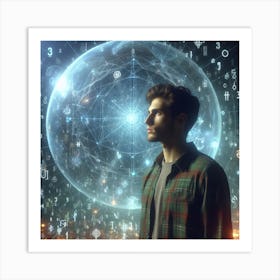 Man In Front Of A Sphere Art Print