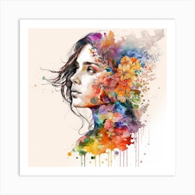 Watercolor Floral Woman #6 Art Print