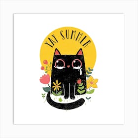 Funny Cat: Yay Summer Art Print