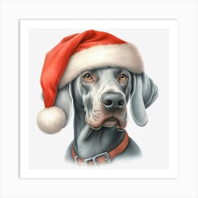 Weimaraner Santa Hat 2 Affiche