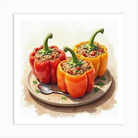 Three Stuffed Peppers Art Print