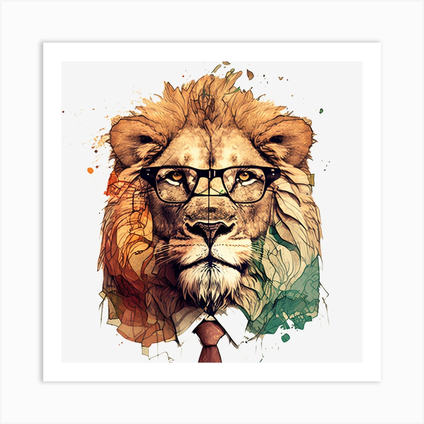 Abstract lion portrait Art Print