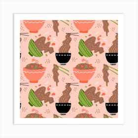 Japanese Street Food Soba Noodle In Bowl Art Print