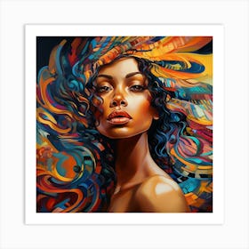 African American Woman With Colorful Hair Art Print