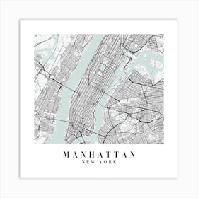 Manhattan New York Street Map Minimal Color Square Art Print