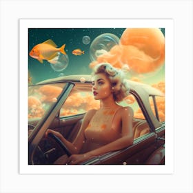 Girl In A Car 5 Art Print