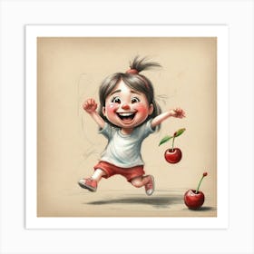 Little Girl With Cherries 3 Art Print