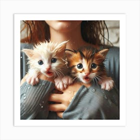 Wet Kittens Art Print