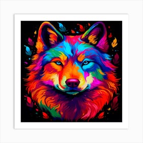 Colorful Wolf,Colorful wolf poster featuring the painting colorful wolf Art Print