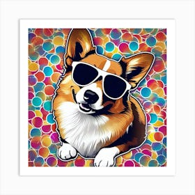 Corgi Dog With Sunglasses Art Print