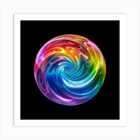 Rainbow Swirl Sphere Abstract Art Print