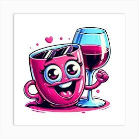 Cute Little Girl With A Glass Of Wine Art Print