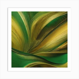 Green And Yellow Abstract Painting Art Print