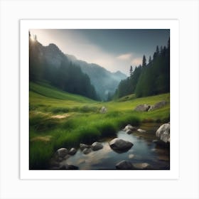 Stream In The Mountains 8 Art Print