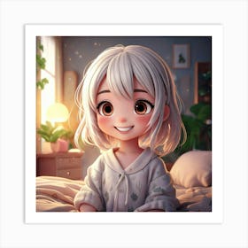 Firefly Chibi Girl Smiling In A Cozy Bedroom 58629 (3) Art Print