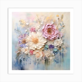 Vintage Pastel Flowers 14 Art Print