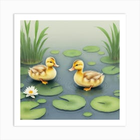 Ducks In Water 3 Art Print