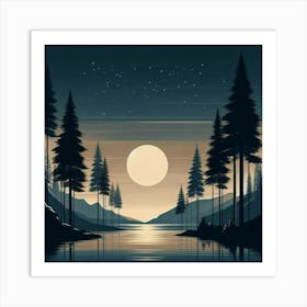 Moonlight In The Forest Art Print