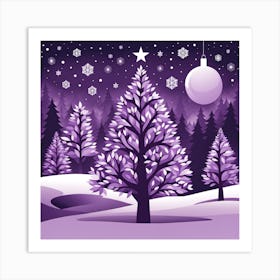 Purple Christmas Night, Christmas concept art, Christmas vector art, Vector Art, Christmas art, Christmas, purple night Art Print