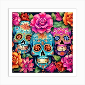 Day Of The Dead Skulls 1 Art Print