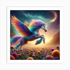 Unicorn In The Field Art Print