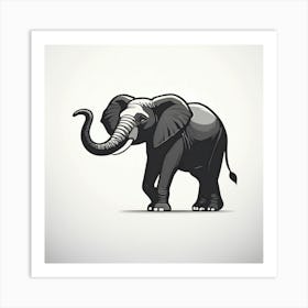 Elephant On A White Background Art Print