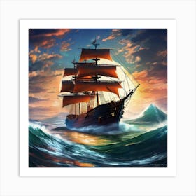 Sailing Ship In The Ocean 3 Art Print