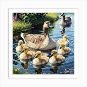 Family Of Geese Art Print