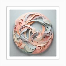 Paper Sculpture_An Abstract Shape Using Light Pastel Col 1 Art Print