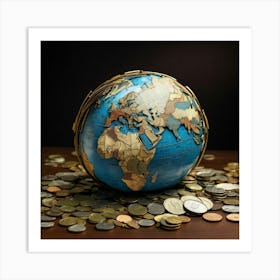 World Globe With Coins 1 Art Print