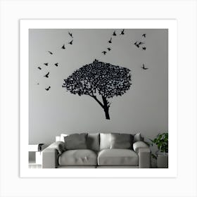 Birds Flying Over Tree Art Print