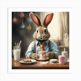 Rabbit Eating Cake Art Print