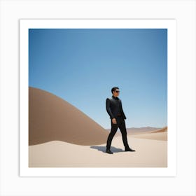 Man Walking In Desert Art Print