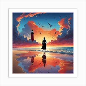 Default An Exquisite Cinematic Illustration Of A Serene Beach 3 Art Print