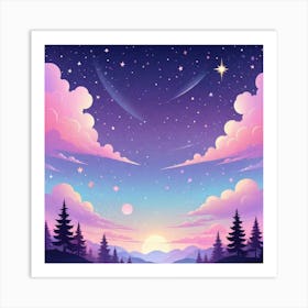 Sky With Twinkling Stars In Pastel Colors Square Composition 20 Art Print