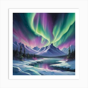 Aurora Borealis Paintings Art Print 3 Art Print