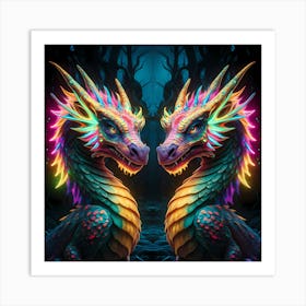 Colorful Dragons Art Print