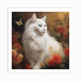 White Cat With Blue Eyes 3 Art Print