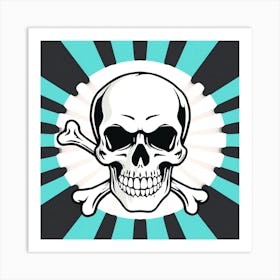 Skeleton against powder blue Art Print