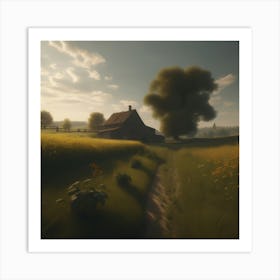 House In A Field 3 Art Print