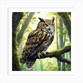 Owl In The Forest 193 Art Print