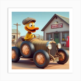 Donald Duck In A Car 6 Art Print