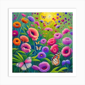 into the garden : Butterflies In The Garden Art Print