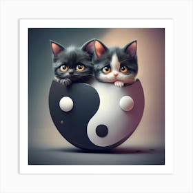 Yin Yang Cats 1 Art Print