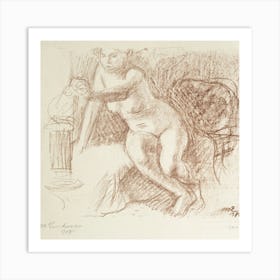 Seated Female Nude Leaning Forward, 1908 By Magnus Enckell Art Print