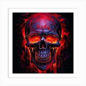 Skull With Flames Art Print