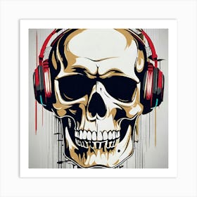 Skull With Headphones 137 Art Print