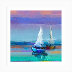 Sailboats In The Water Art Print