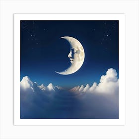 Moon And Clouds Art Print