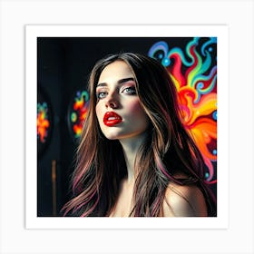 Vivid Portrait Of A Young Woman Art Print